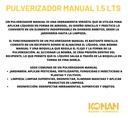 Pulverizador Manual 1.5 Lts Konan Dengue Insectos Jardin