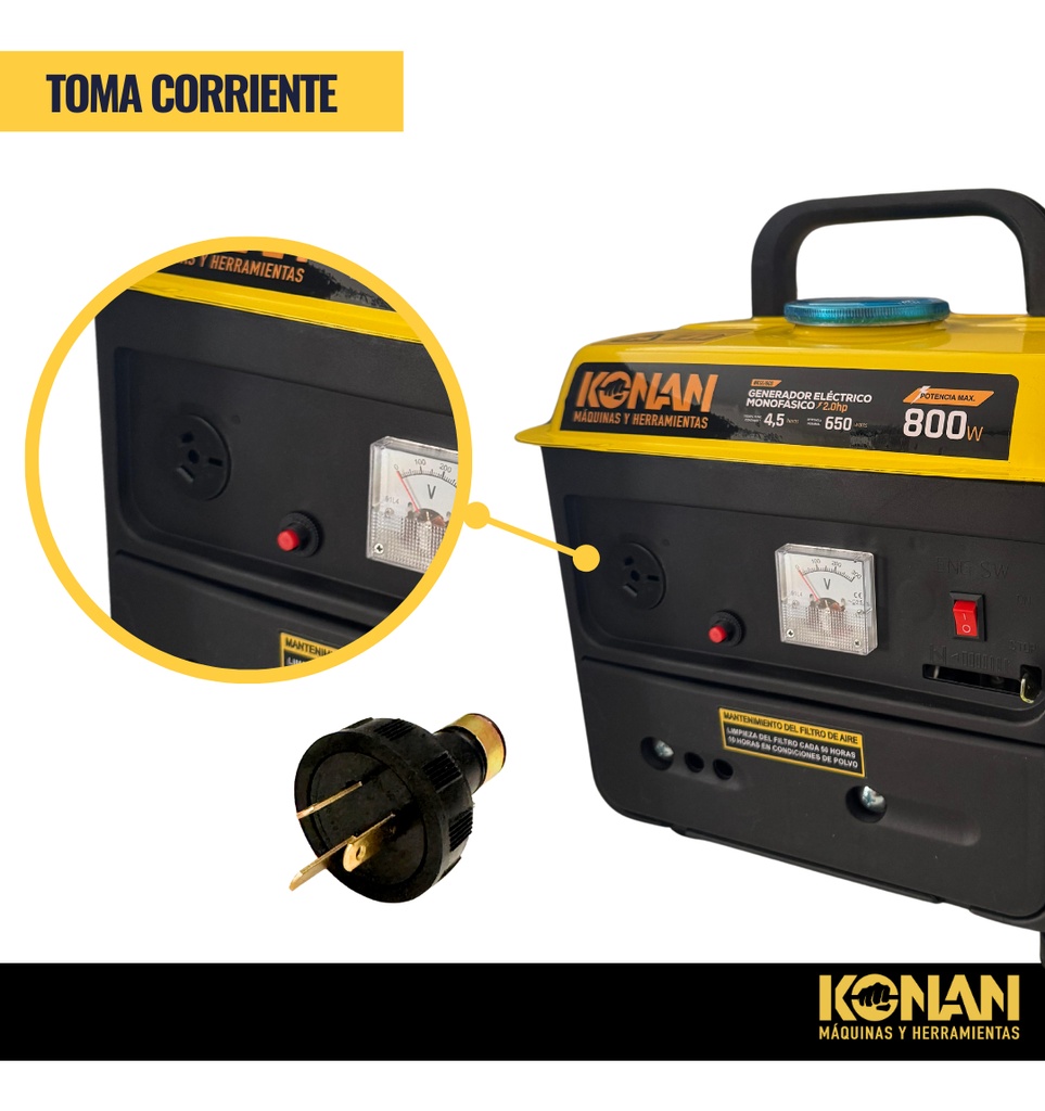 Generador Portatil Grupo Electrogeno Konan 800w 2hp 2t 220v