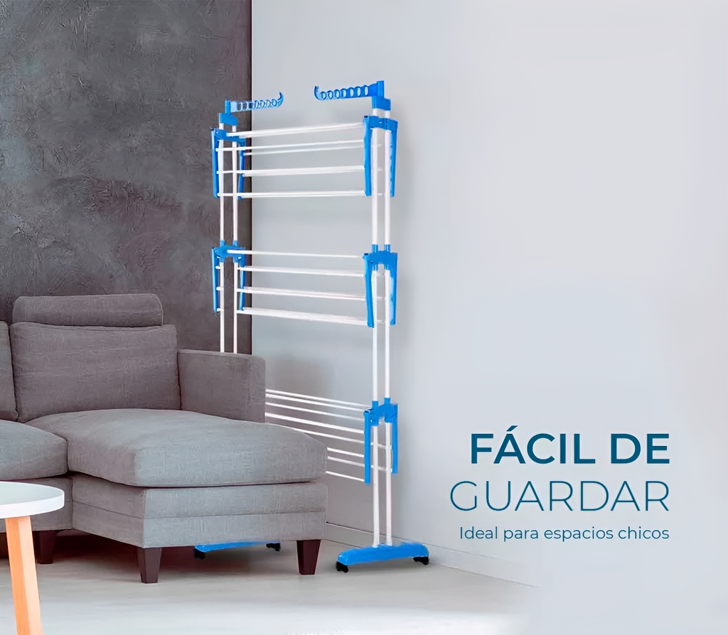 Tender Vertical 3 Niveles De Pie Vitta Celeste Plegable