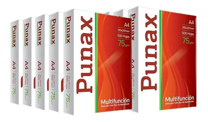 Resma Papel Punax A4 75 Gr. 500 Hojas Caja X 10 Color Blanco