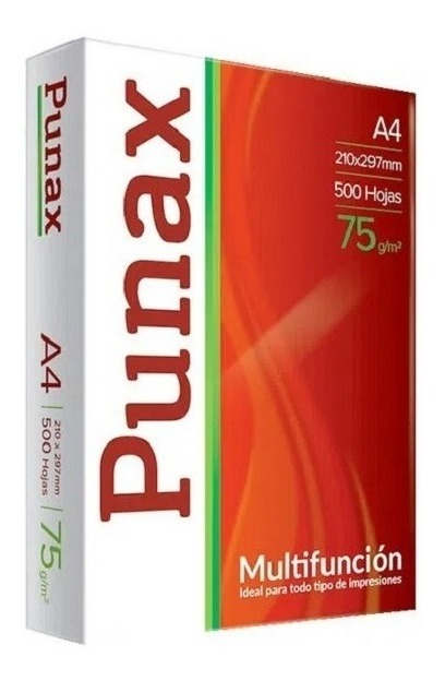 Resma Papel Punax A4 75 Gr. 500 Hojas Caja X 10 Color Blanco