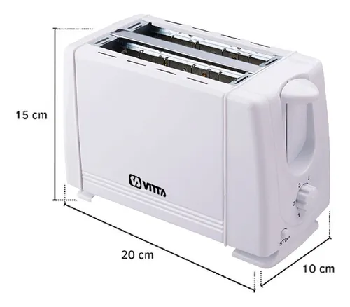 Tostadora Eléctrica Vitta 2 Panes 6 Niveles Tostado 800W Bco