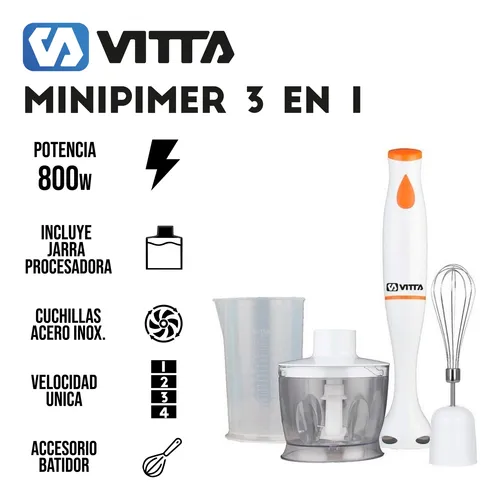 Minipimer Licuadora De Mano Vitta 3 En 1 800w