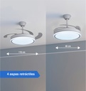 Ventilador De Techo Kanji Retráctil Blanco 4 Aspas 6 Velocid