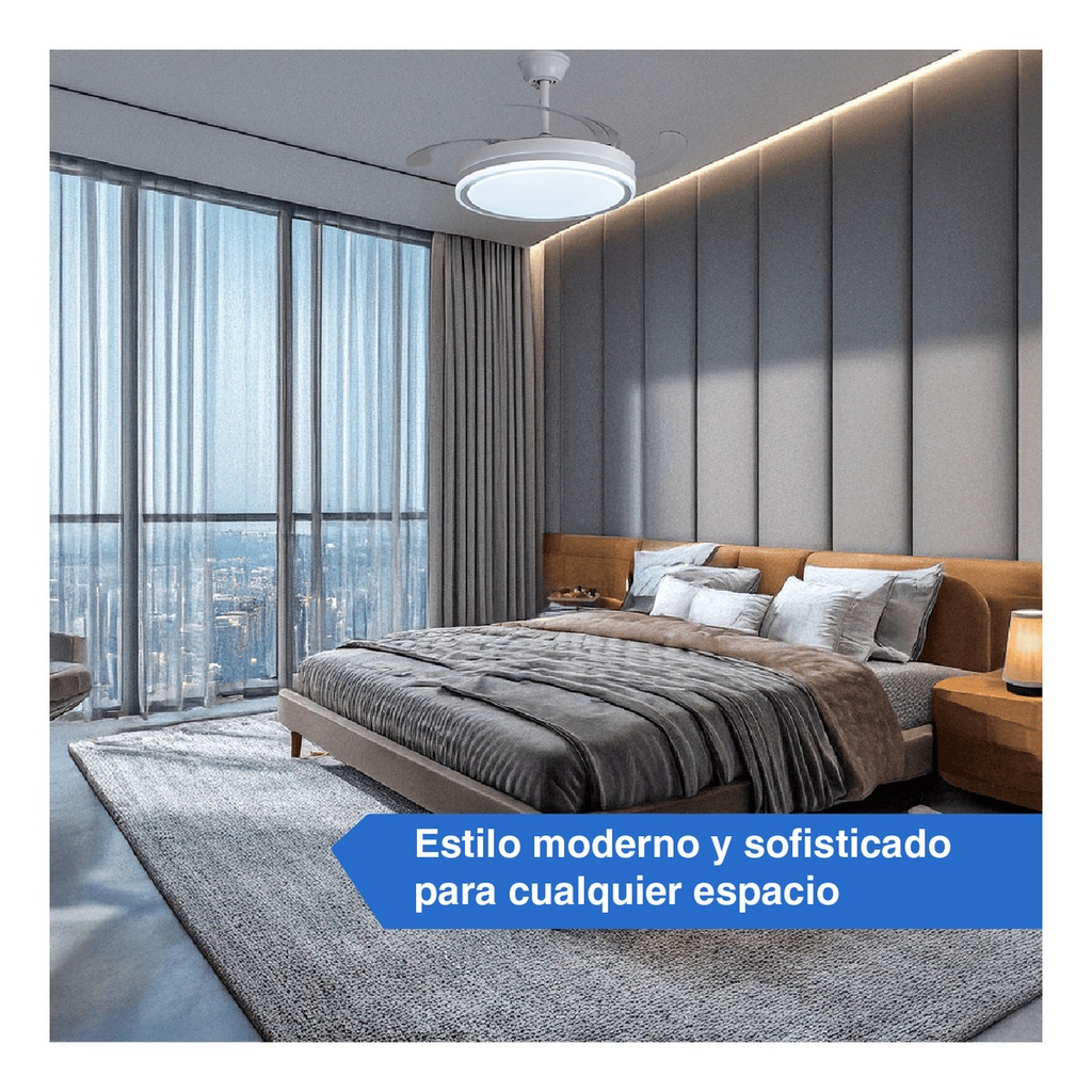 Ventilador De Techo Kanji Retráctil Blanco 4 Aspas 6 Velocid