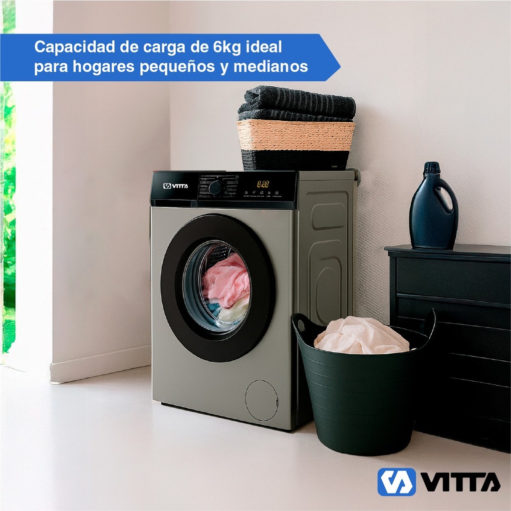 Lavarropas Vitta Inverter 6kg Silver 1200 Rpm Vit-wmcfwt