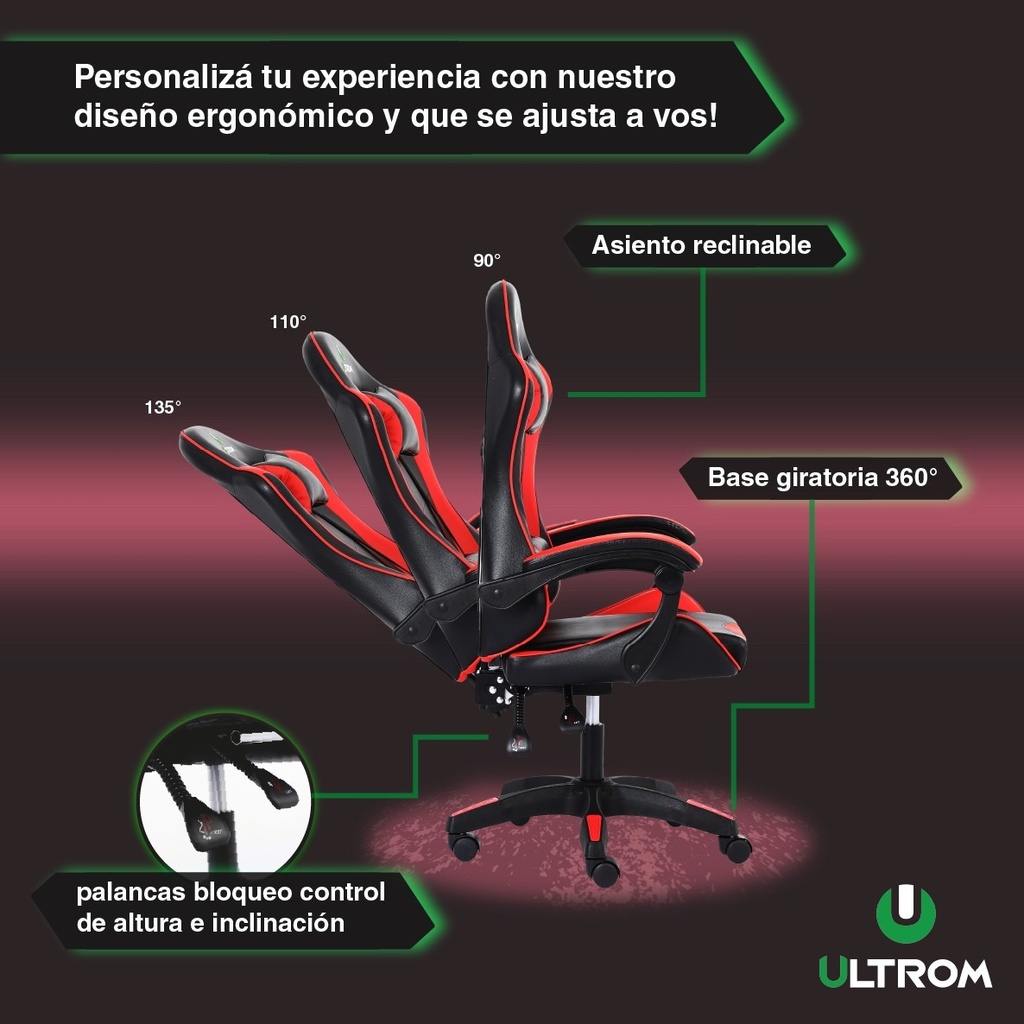 Silla Gamer Ultrom Respaldo Reclinable Ergonomica