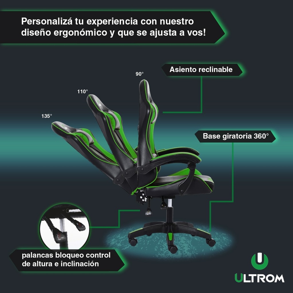 Silla Gamer Ultrom Respaldo Reclinable Ergonomica