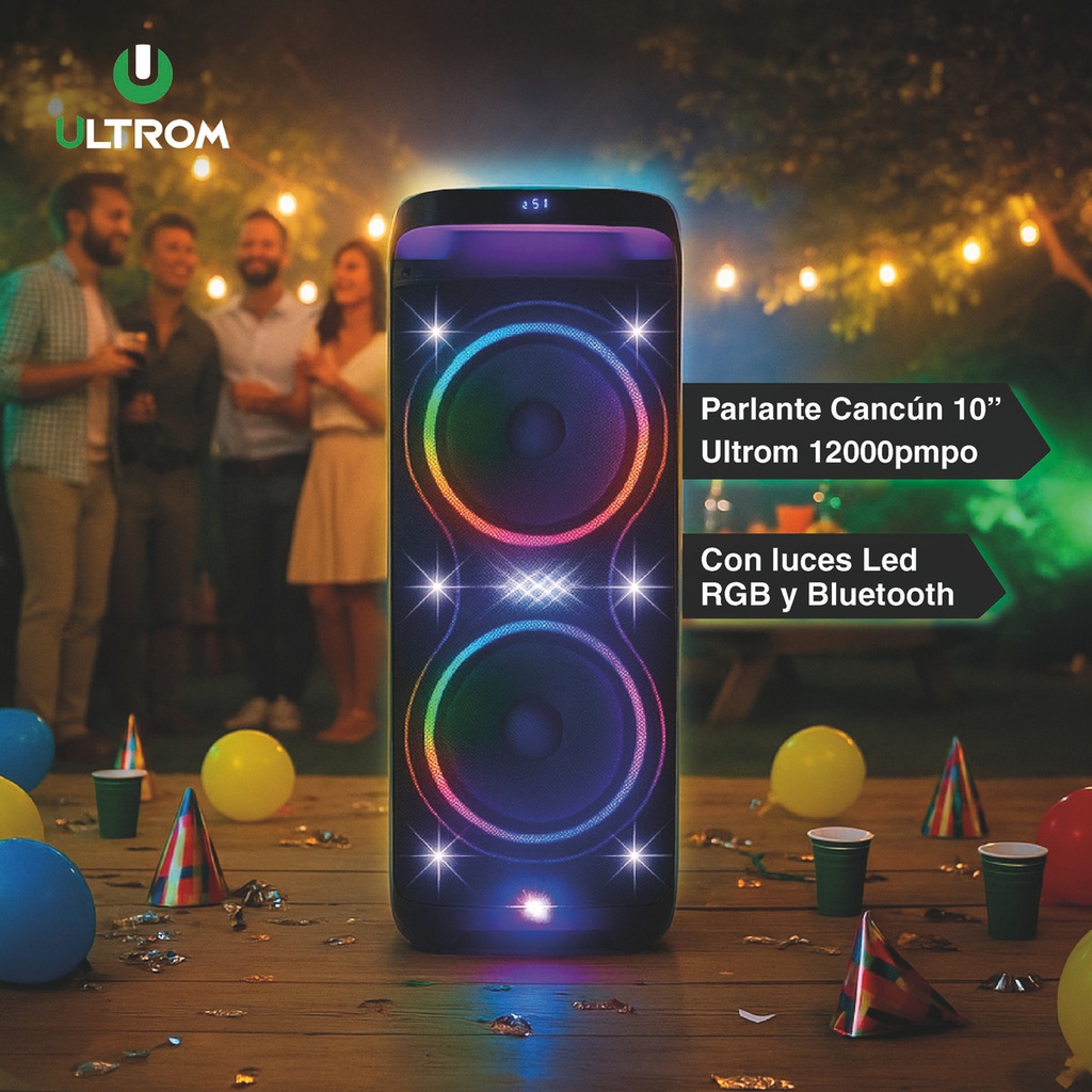 Torre De Sonido Parlante Ultrom Cancun 12000w Bluetooth Negro 