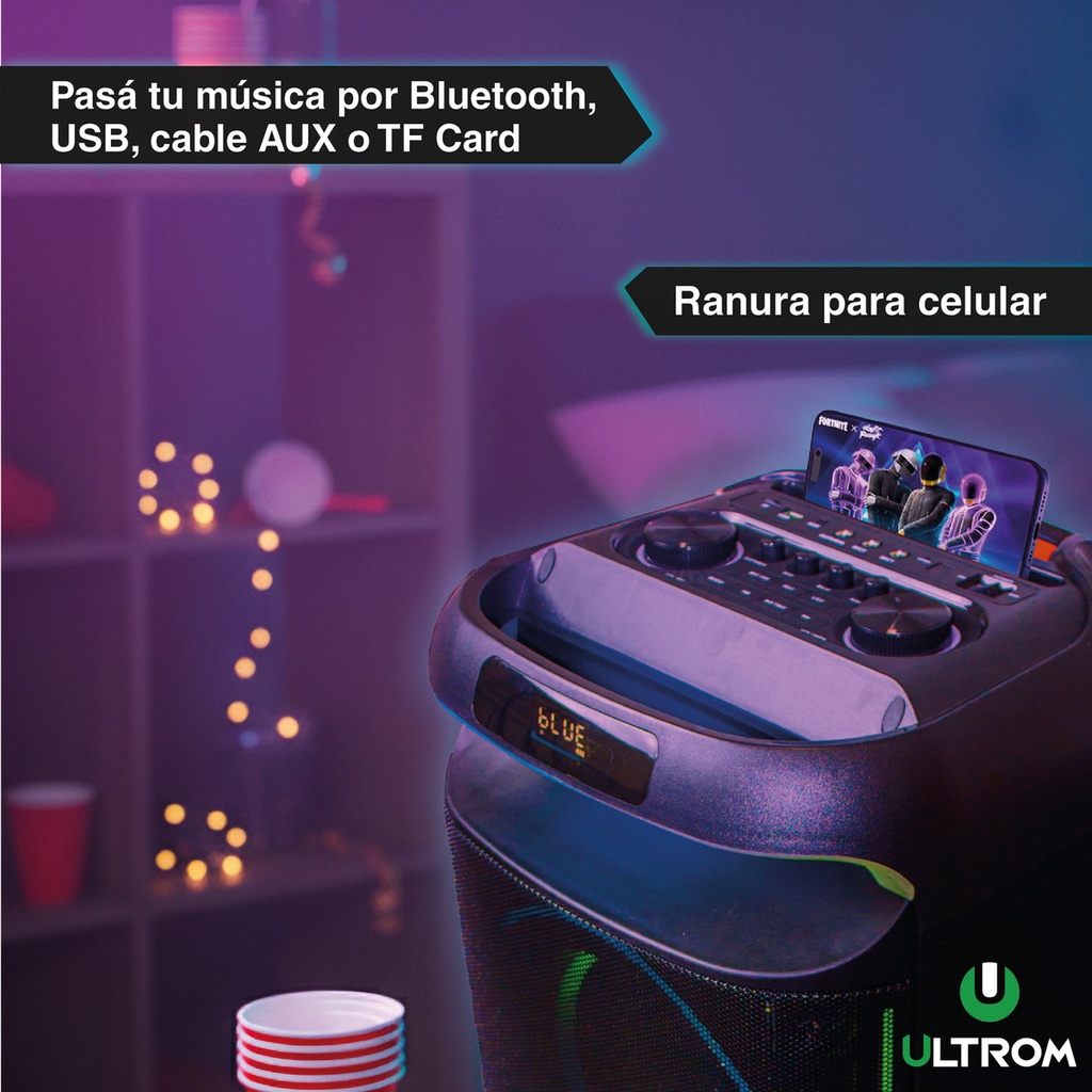 Torre De Sonido Parlante Ultrom Cancun 12000w Bluetooth Negro 