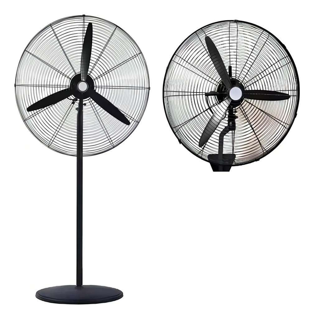 Ventilador Industrial 30 Pulgadas 2 En 1 Pie O Pared Aspas De Plastico Cantidad 3 Estructura Negra 200w Kanji Kjhfi3020