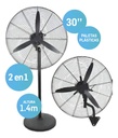 Ventilador Industrial 30 Pulgadas 2 En 1 Pie O Pared Aspas De Plastico Cantidad 3 Estructura Negra 200w Kanji Kjhfi3020