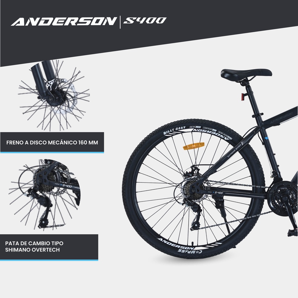 Bicicleta Mtb Anderson S400 R29 21v Freno Disco Negro/verde