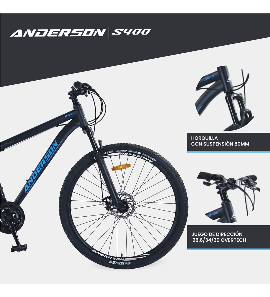 Bicicleta Mtb Anderson S400 R29 21v Freno Disco Negro/verde