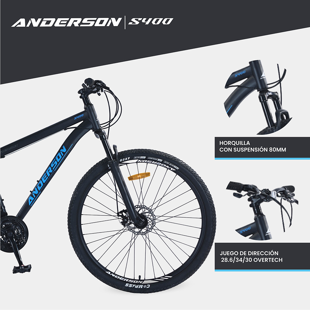 Bicicleta Mtb Anderson S400 R29 21v Freno Disco Negro/blanco 