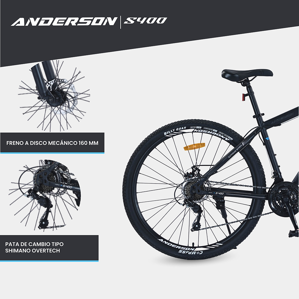 Bicicleta Mtb Anderson S400 R29 21v Freno Disco Negro/blanco 