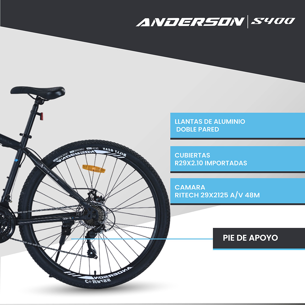 Bicicleta Mtb Anderson S400 R29 21v Freno Disco Negro/blanco 