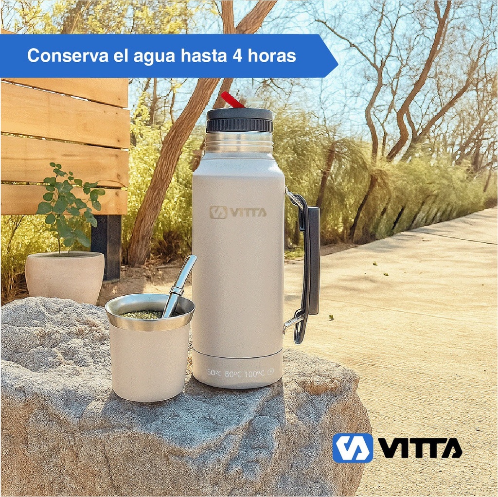 Termo Eléctrico Vitta 1 Litro 2 En 1 Azucarera + Yerbera 