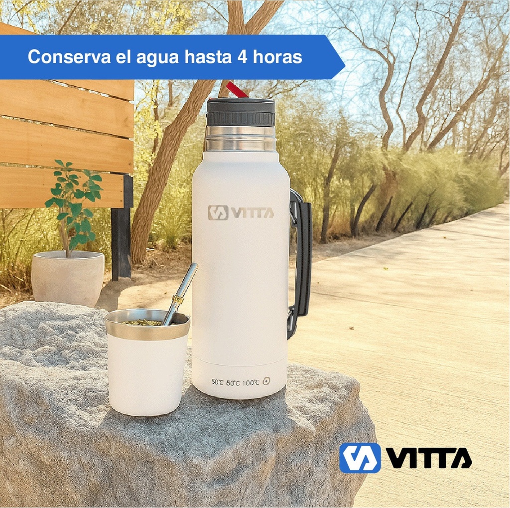 Termo Eléctrico Vitta 1 Litro 2 En 1 Azucarera + Yerbera 