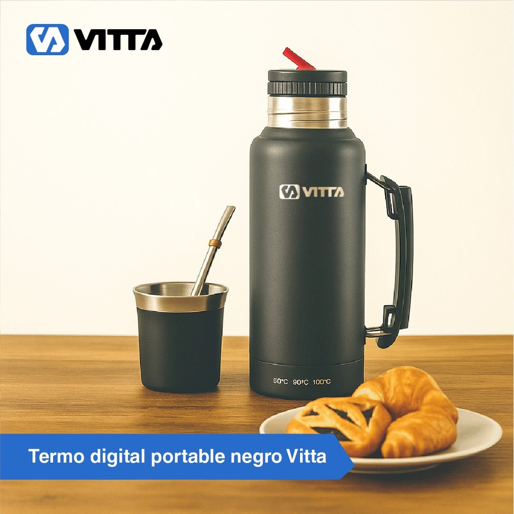 Termo Eléctrico Vitta 1 Litro 2 En 1 Azucarera + Yerbera 