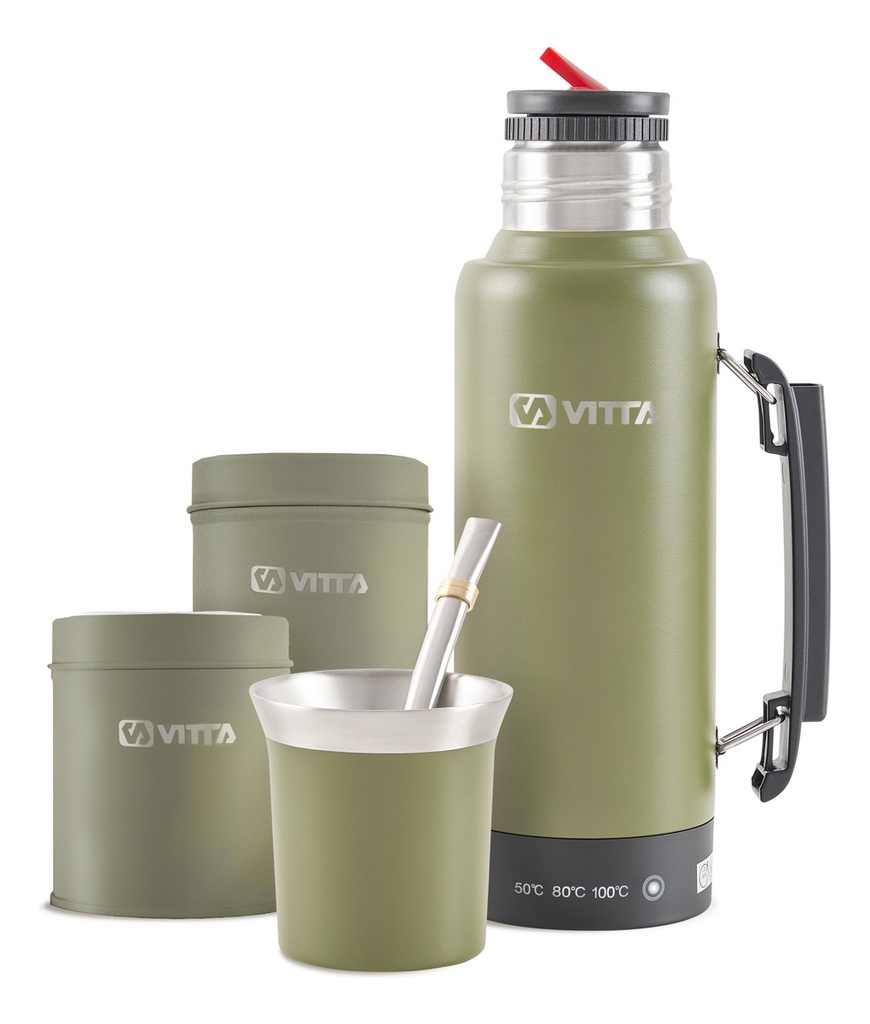Termo Eléctrico Vitta 1 Litro 2 En 1 Azucarera + Yerbera 