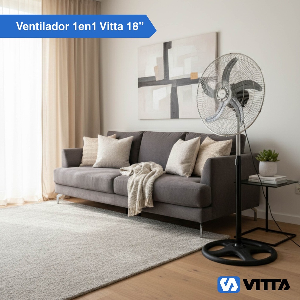 Ventilador Vitta 18 5 Aspas De Pie 90w 1 En 1 
