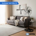 Ventilador Vitta 18 5 Aspas De Pie 90w 1 En 1 