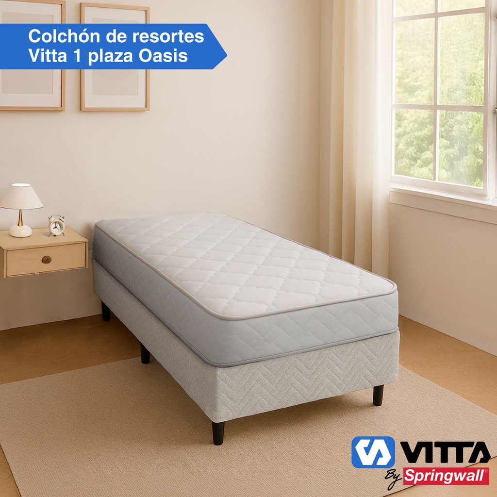 Colchon De Resorte Vitta Oasis 1 Plaza 80x190x23 Blanco 