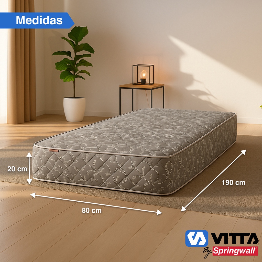 Colchon Espuma Vitta Aurora 20 1 Plaza 80x190x23 Gris