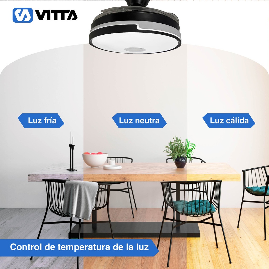Combo X2 Ventilador Vitta De Techo Retractil C/luz Rgb Y Parlante 