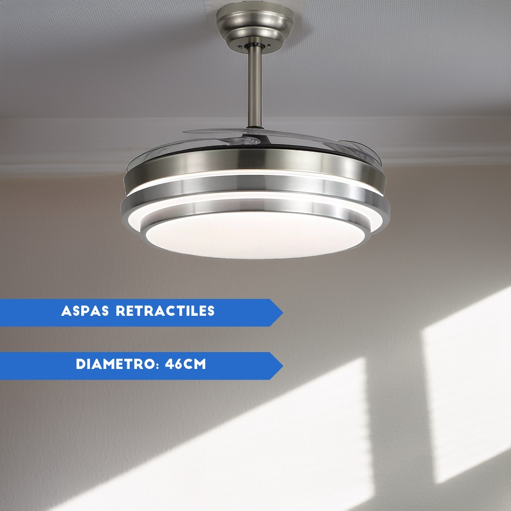 Combo X2 Ventiladores Vitta De Techo Retractil C/luz 6v Acero 