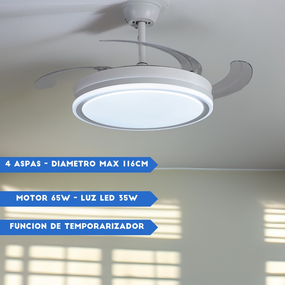 Combo X2 Ventiladores Vitta De Techo Retractil C/luz 6vel Blanco 