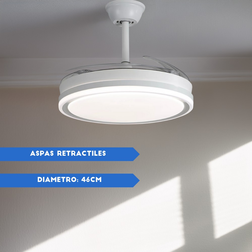 Combo X2 Ventiladores Vitta De Techo Retractil C/luz 6vel Blanco 