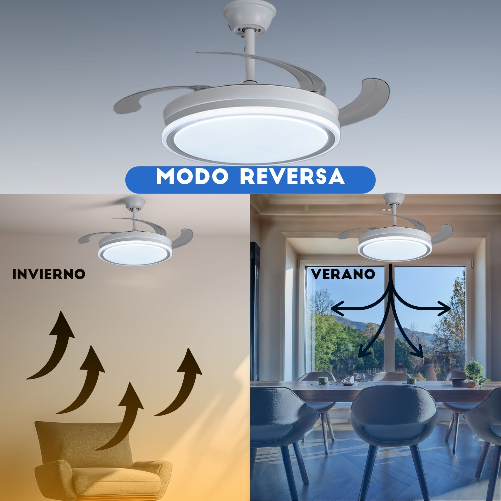 Combo X2 Ventiladores Vitta De Techo Retractil C/luz 6vel Blanco 