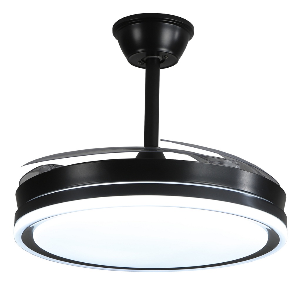 Combo X2 Ventiladores Vitta De Techo Retractil C/luz 6vel Color Negro