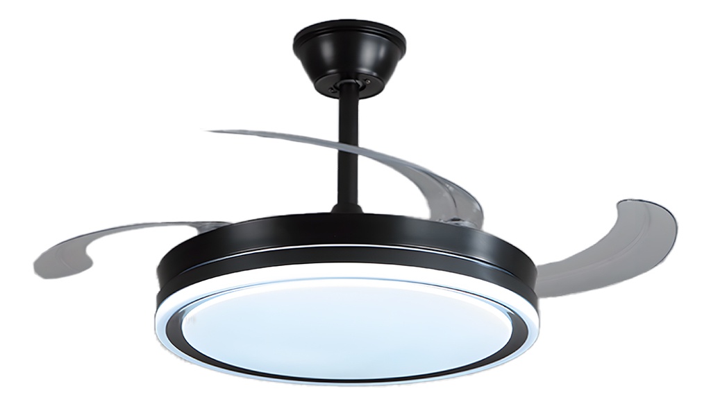 Combo X2 Ventiladores Vitta De Techo Retractil C/luz 6vel Color Negro