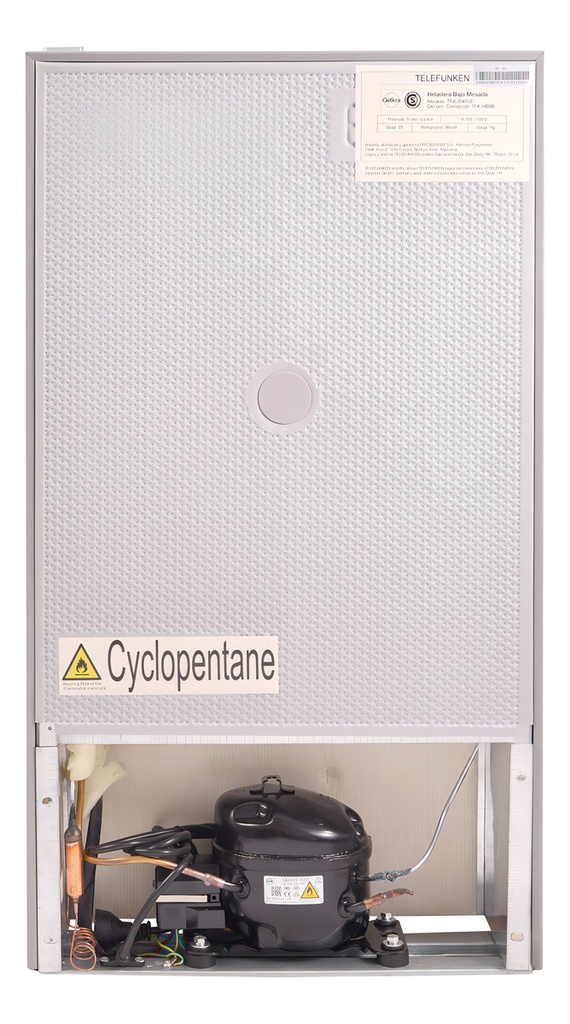 Heladera Bajo Mesada Telefunken 90 Litros Gris Tfk-hb90 