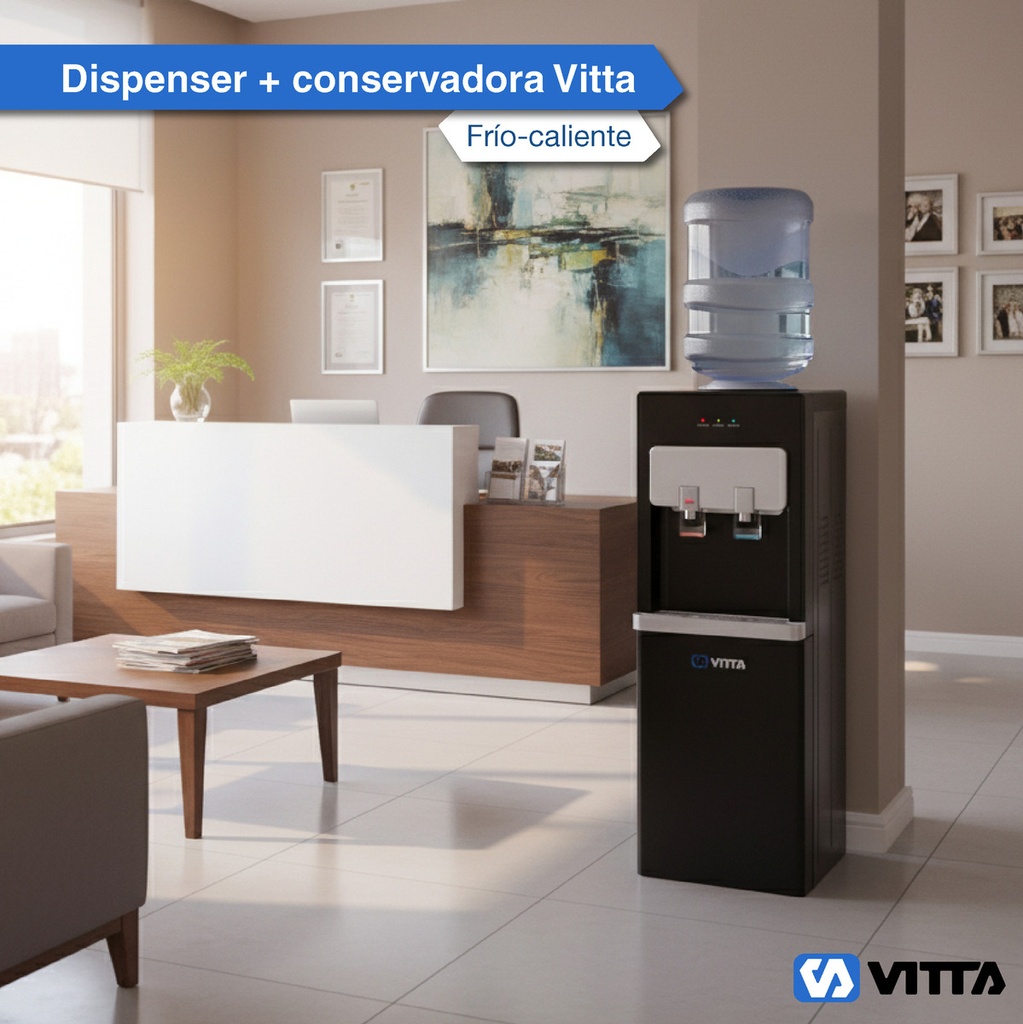 Dispenser De Agua Vitta Frío/calor Con Conservadora Dafcb002 - Negro 