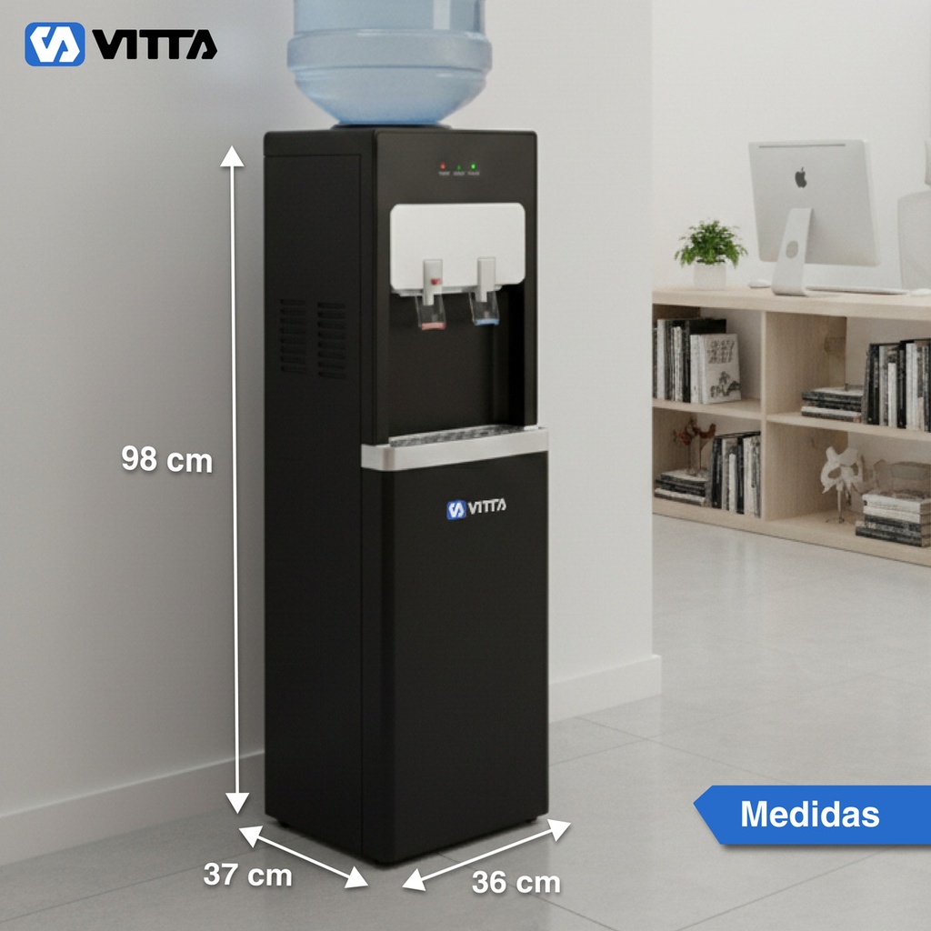 Dispenser De Agua Vitta Frío/calor Con Conservadora Dafcb002 - Negro 