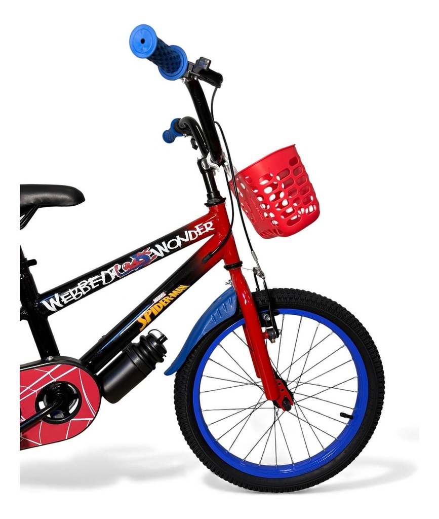 Bicicleta Infantil Rodado 18 Reforzada Negro/rojo Spiderman 