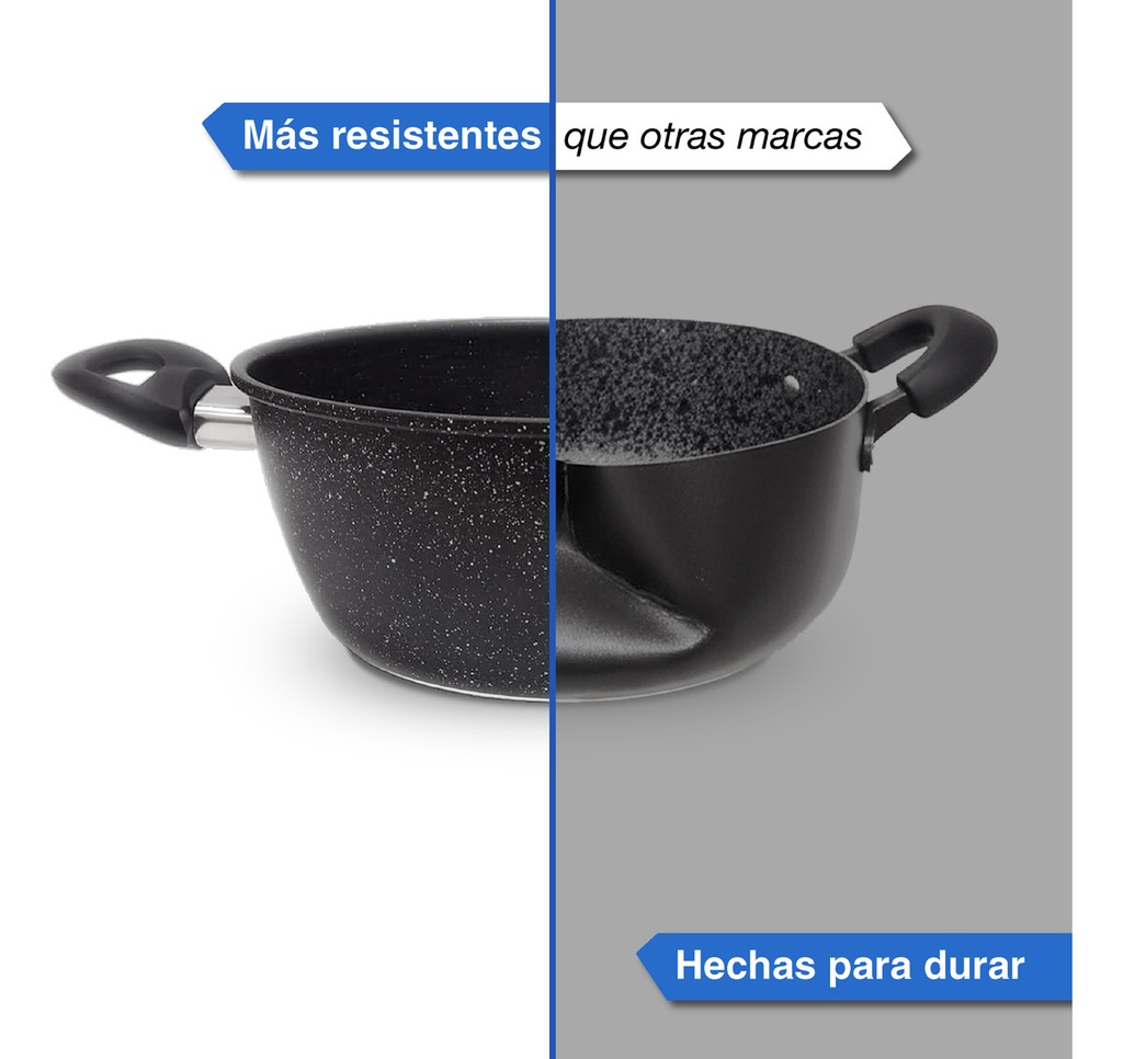 Bateria De Cocina Kanji Gourmet 9 Piezas Antiadherente Mármol Negro 