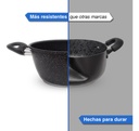 Bateria De Cocina Kanji Gourmet 9 Piezas Antiadherente Mármol Negro 