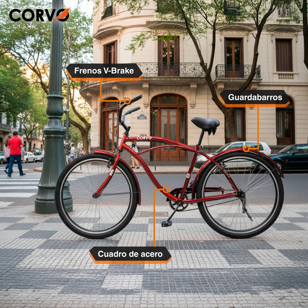 Bicicleta Playera R27 Corvo Color Rojo 27" 