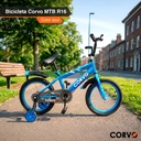 Bicicleta Infantil Corvo Rodado 16 de Acero color Celeste C/ Rueditas