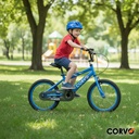 Bicicleta Infantil Corvo Rodado 16 de Acero color Celeste C/ Rueditas