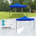 Gazebo Reforzado 3x3 Mts Plegable Autoarmable Microsonic color Azul 