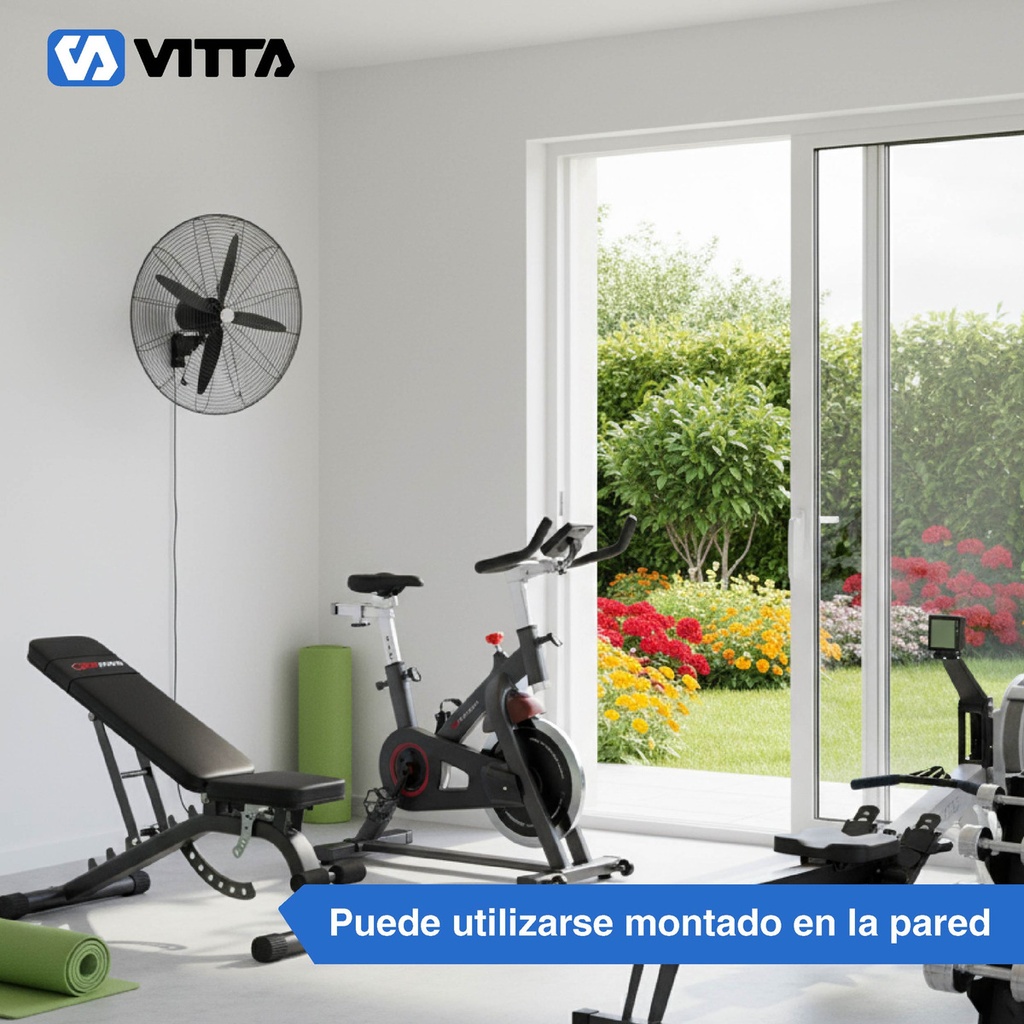 Ventilador Industrial 24'' Vitta 2 En 1 Pie/ Pared 3 Aspas Negro 