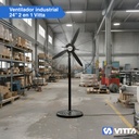 Ventilador Industrial 24'' Vitta 2 En 1 Pie/ Pared 3 Aspas Negro 