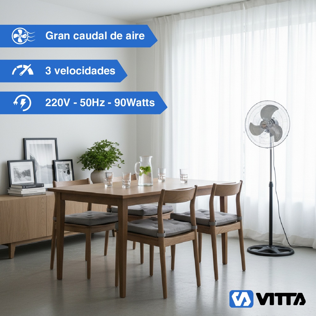 Combo x2 Ventilador Vitta 18" 3 Aspas De Pie 1 En 1