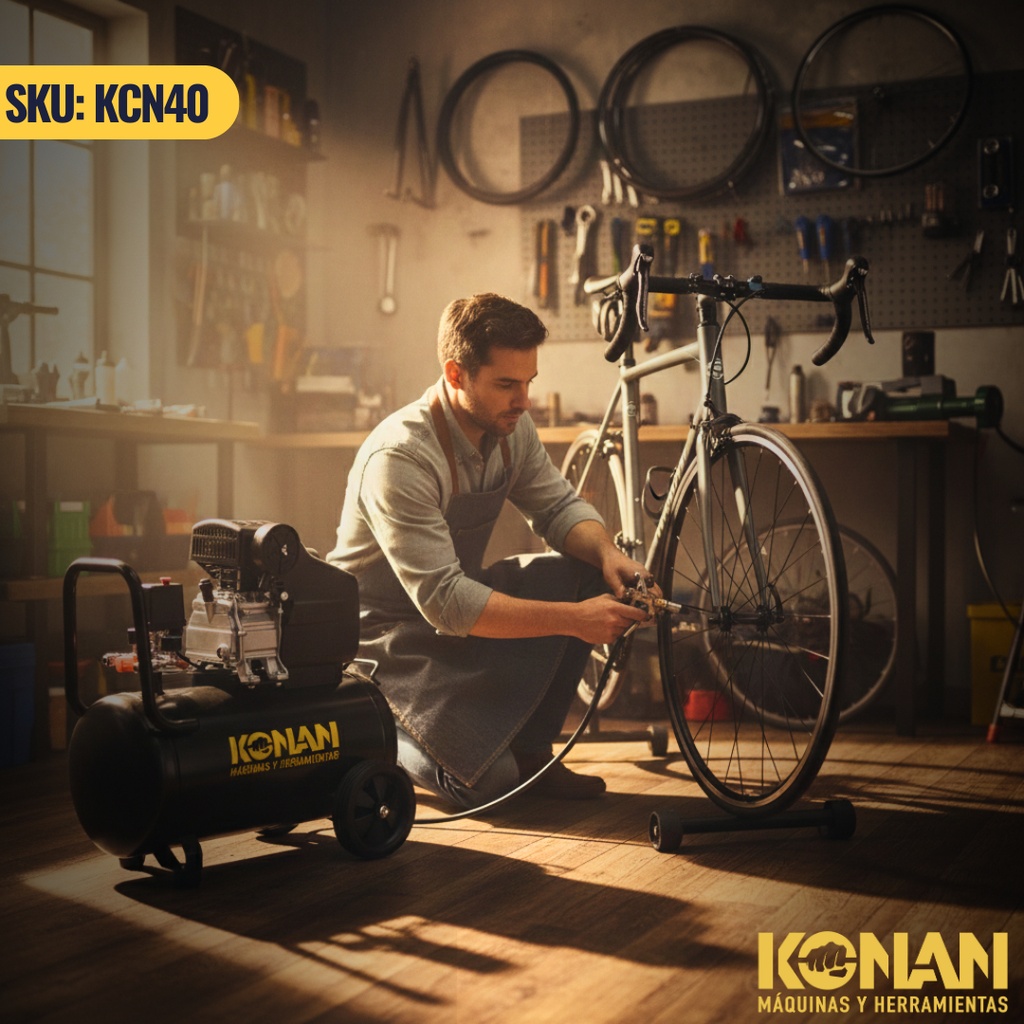 Compresor De Aire Con Kit Konan 40 Lts 2hp 8 Bar 135 L/min Negro 50 Hz Monofásica 